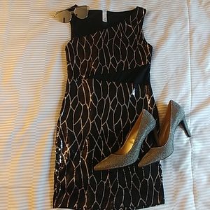 Sequin dress black and silver Medium